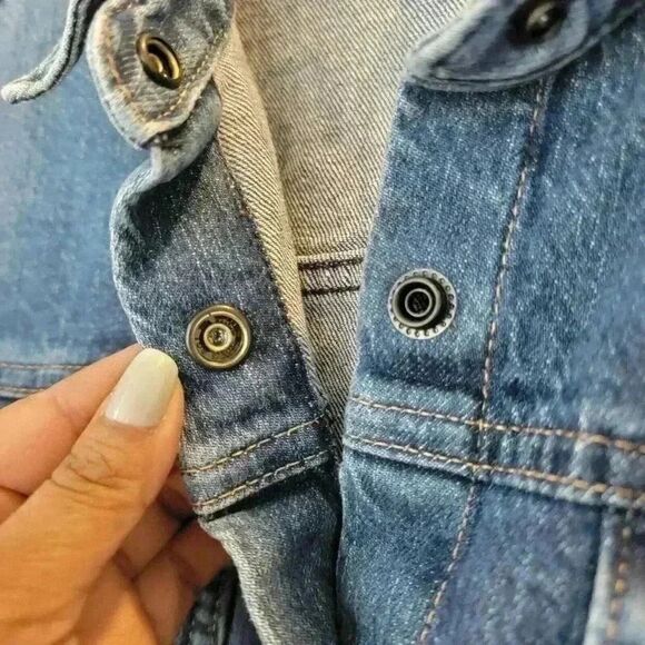 Women's Gap Tailored Denim jacket Dress long sleeve chunky blue cotton 1… - Picture 6 of 10